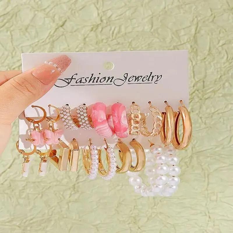10pcs/set Twisted Chunk Earrings - Stylish Daily, Date, Party Accessories - Simple, Vacation-Inspired Gift Zircon Set for Wome