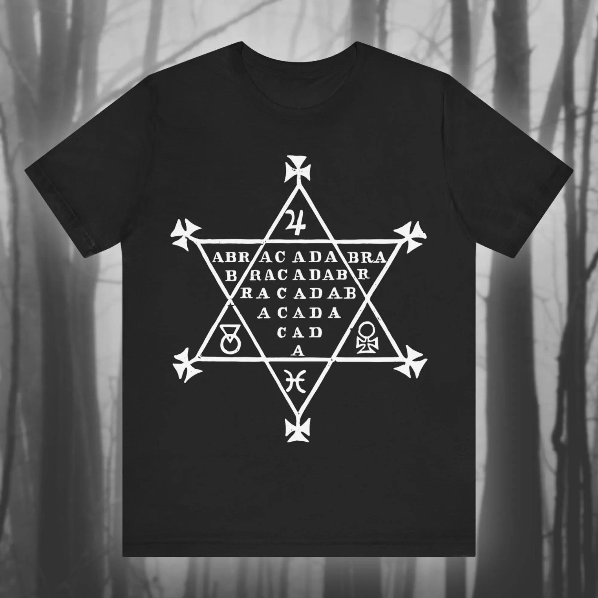 HOT SALE ABRACADABRA Vintage Mystery Tee Witch Tee Gothic Tee Black Magic Wicca Tee Creepy Gothic Top Unisex Tee 4XL