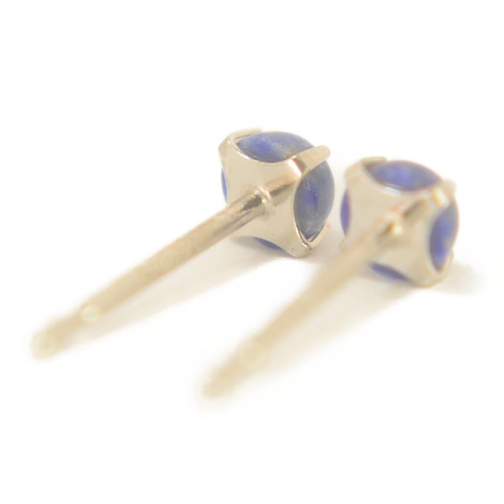 K14WG White Gold Natural Lapis Lazuli Earrings [Sold As a Pair for Both Ears] Lapis Lazuli Earrings White Gold Earrings K14WG K14wg Yokomountain