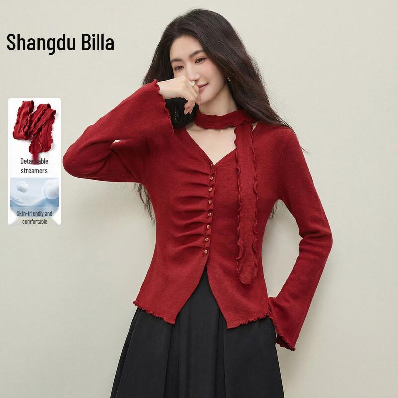 Shangdou Bila Women s Round Neck Pullover Sweater L