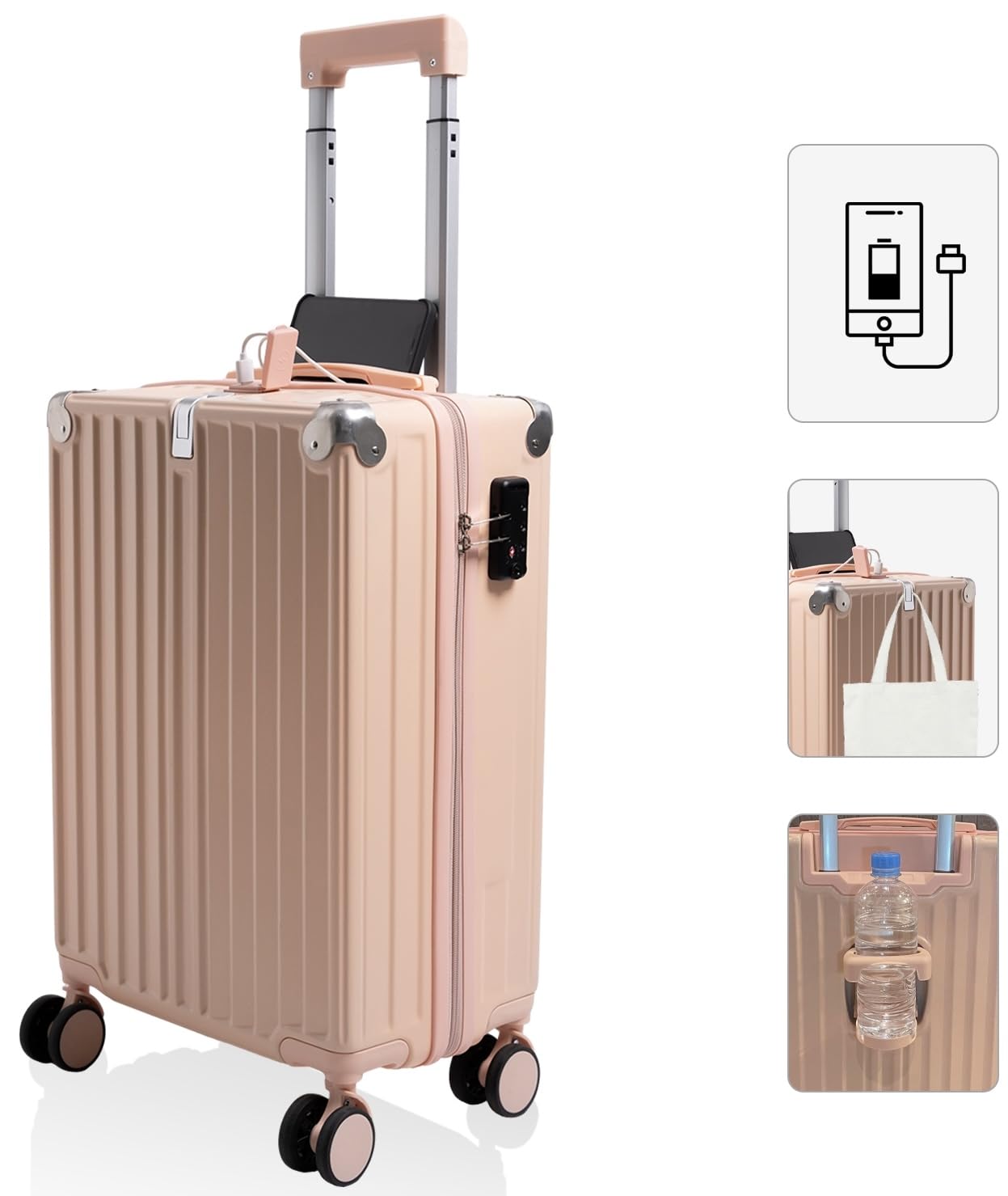 

Carry Carry TSA USB порт зарядки включает в себя чашку багажа размера S 2 ночи и 3 ультра 360 градусов для школы за границей внутри страны стильный [Оценить путешествие] розовый