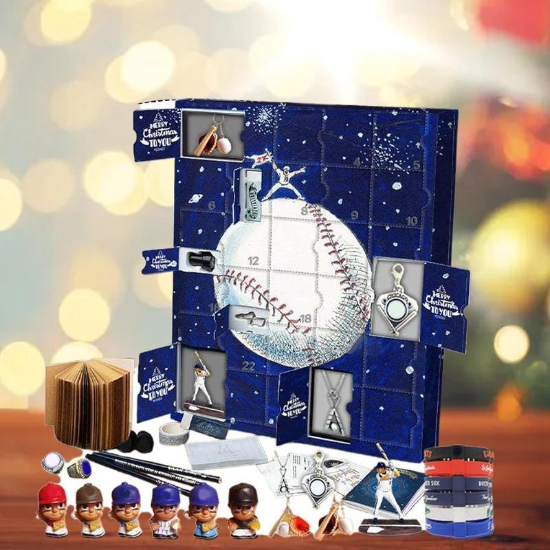 3D Baseball Adventskalender 2025, 24 Tage Baseballs Weihnachts-Feiertags-Countdown-Set für Baseballspieler Erwachsene Männer Teenager Jungen