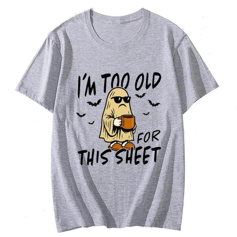 Sarcastic Sheet Ghost Funny Halloween Print T-Shirts Casual Short Sleeve T-Shirt for Spooky Season Women's T-Shirt Clothing