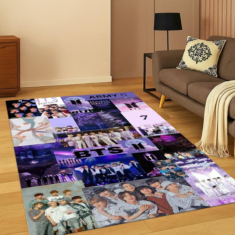 Fashion B-BTS Kpop Soft Area Rug for Bedroom Living Room Sofa,Non-Slip Carpet for Kids,Cozy Floor Mat Doormat Home Decor