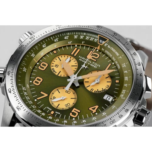 Hamilton Khaki Aviation X-Wind GMT Chrono Quartz Watch H77932560 Gent [Officially Imported] with Official Warranty
