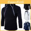 Classic Men's Pullover Hoodie With Zipper Design And Adjustable Drawstring For Winter
