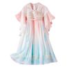 Girls' Long Sleeve Hanfu Performance Dress with Mesh Skirt - Summer Style