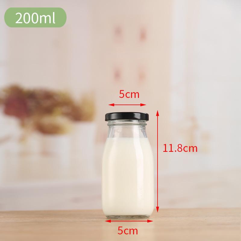 Biberon in Vetro Spesso da 250 ml con Tappo Ermetico per Yogurt e Bevande