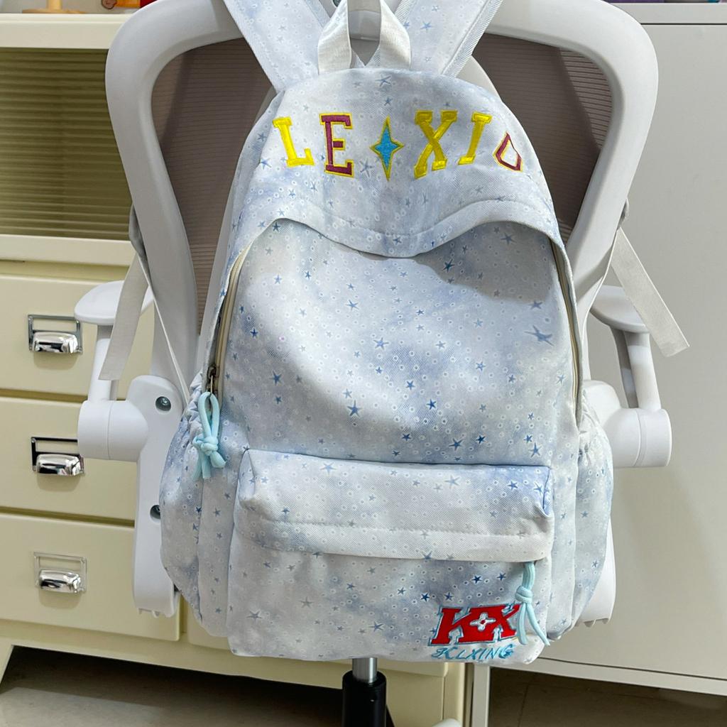 Schoolbag Women's American High Street Large Capacity Alphabet Embroidered Backpack 1011 New College Student Lightweight Shoulder Computer Bag