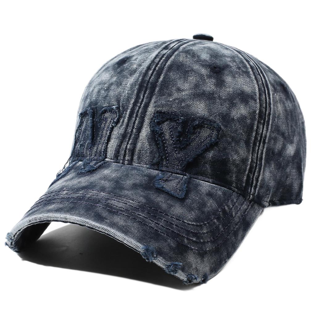 Washed old denim baseball cap men's and women's retro embroidered cap sunshade sunscreen casual versatile hat