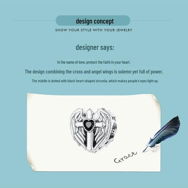 Aifle 925 Silver Faith & Love Cross Guarding Beads DIY Jewelry Accessories