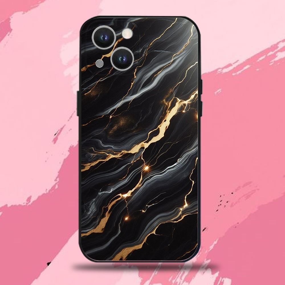 

Черно-золотой мраморный узор Чехол для телефона Для iPhone 16,15,14,13,12,11 Plus,Pro Max,XS,X,XR,SE,Mini,8,7,Мягкий силиконовый Черный чехол iPhone15