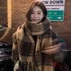 Tassel Plaid Wool Scarf Mohair Long Shawl Elegant Winter Cashmere Scarves  Student