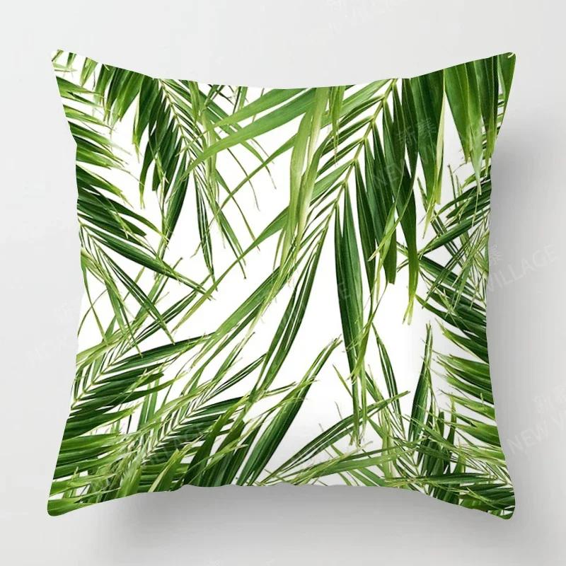 Nordic Fall Home Decor Autumn Throw Pillow Case Sofa Cushion Cover Modern 45x45cm 45*45 50x50 60x60cm 40*40cm Leaf Plant Green