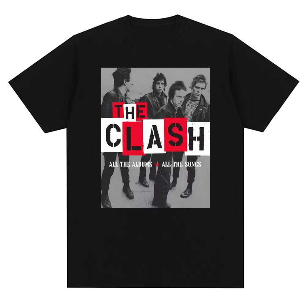 New Crew Neck The Clash London Calling Vintage Design Print Graphic T Shirt Men Music Rock Band Cotton Tees Unisex Clothing Top