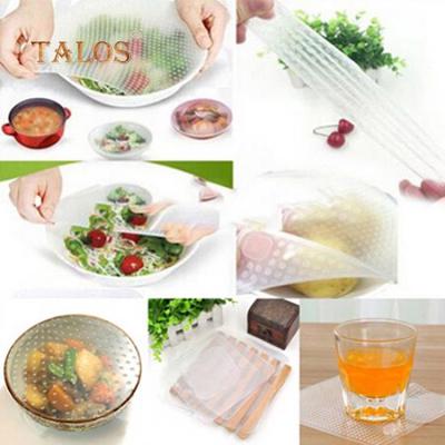 Home Kitchen Tool Clear Square Reusable Silicone Food Wrapper Seal Cover Film Accessories