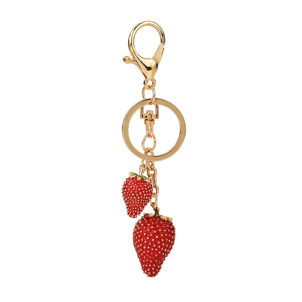 Fashionable Strawberry Pendant Keychain Charm Pendant Sturdy Metal Accessory for Purses and Bags Daily Decoration