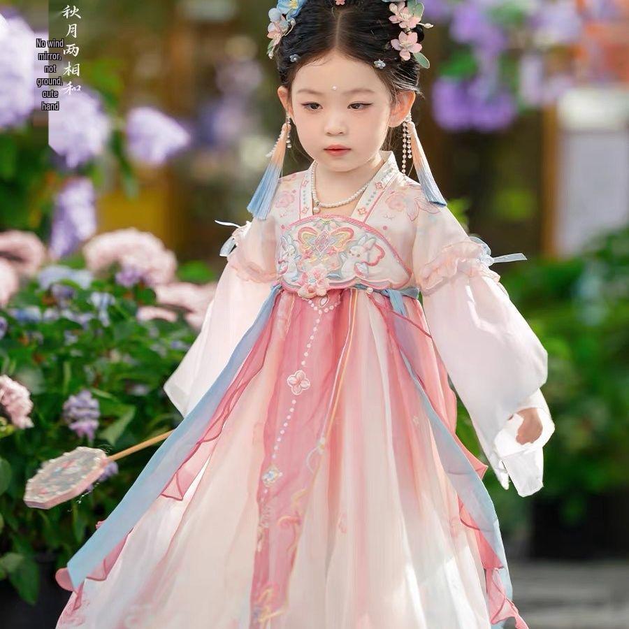 2026 Spring/Autumn Children's Hanfu: Fairy-Inspired Chang'e Ancient Style Dress for Little Girls