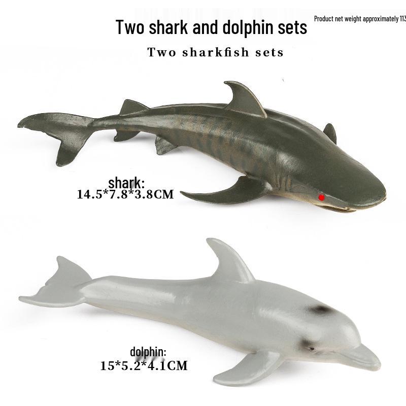 Marine Animal Simulation Model Figures: Shark, Dolphin, Hammerhead, Crab, Squid, Starfish for Kids' Education