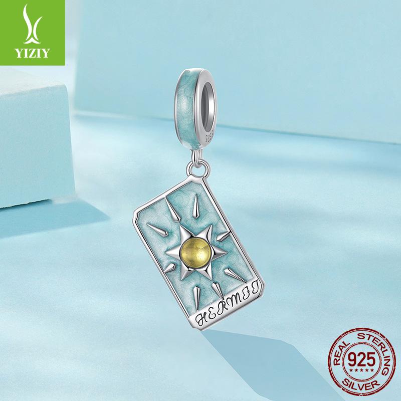 Hermit Tarot Pendant Female Niche Design Diy Bracelet Beaded 925 Silver Bead Accessories Ins Wind