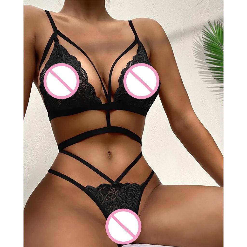 Damenmode Sexy TrägerZweiteilerFarbe Drahtloser BH Sexy Unterwäsche Slips
