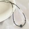 Vintage Black Crystal Pearl Beaded Choker Necklace - Stylish and High-End for Women.