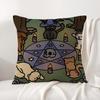 Wizard Cat Cushion Cover Natural Linen Organic Fabric DoubleSided Printing Sofa Home Decor Breathable Bed Pillow