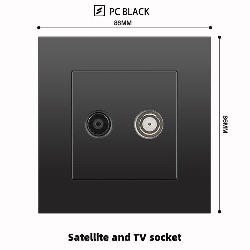 British 13A Socket with USB-C Fast Charging, Hong Kong & Macau Version, Black 3-Hole Square Pin 86 Panel