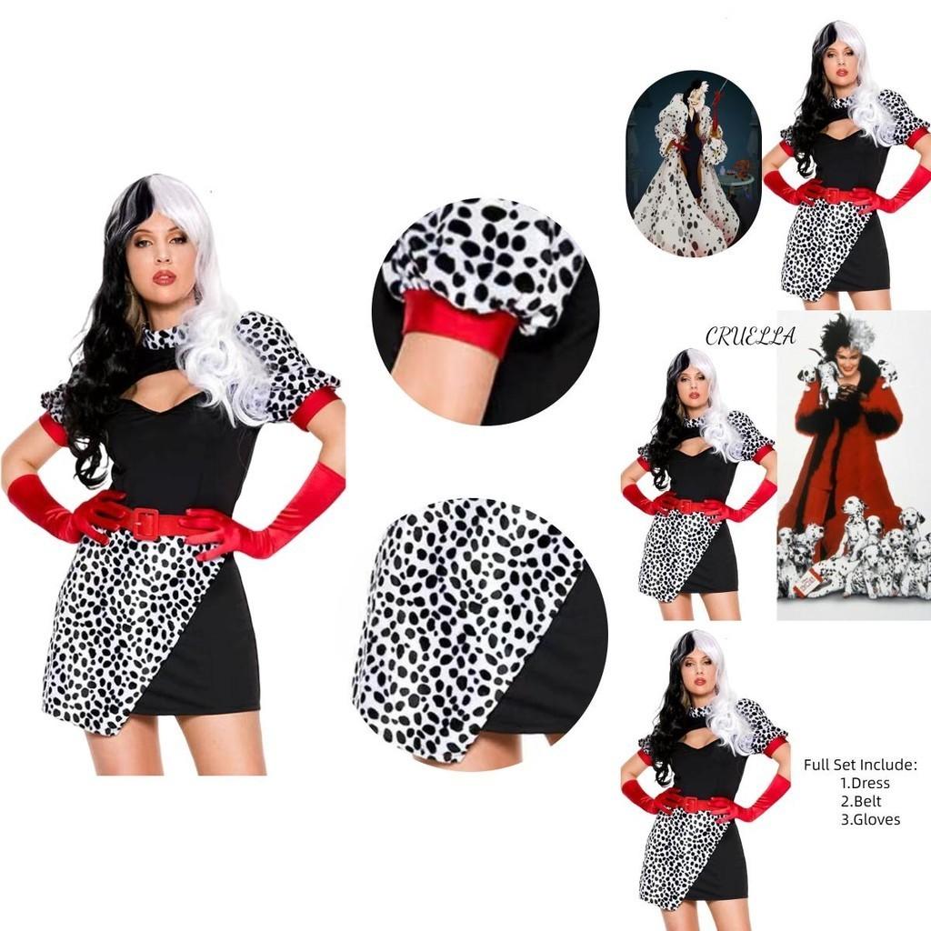 101 Dalmatiner Cosplay-Kostüm für Damen – Sexy Schurkenkleid für Halloween
