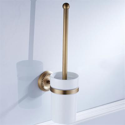 Tuqiu Soporte para Cepillo de Inodoro de Bronce Antiguo con Cepillo Latón Tallado Juego de Soporte para Cepillo Limpiador de Baño