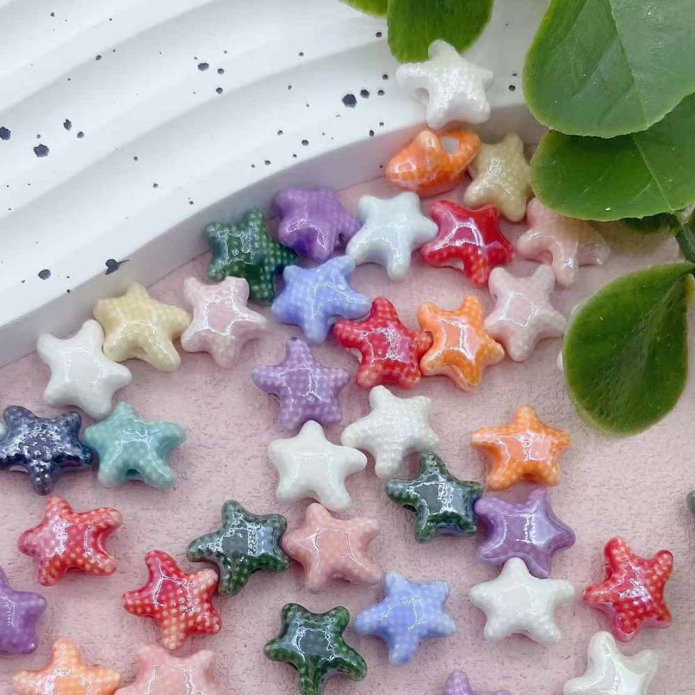 20pcs Ceramic Ceramic Spacer Loose Beads Fresh Color Jewelry Making Material Starfish Bead  Student