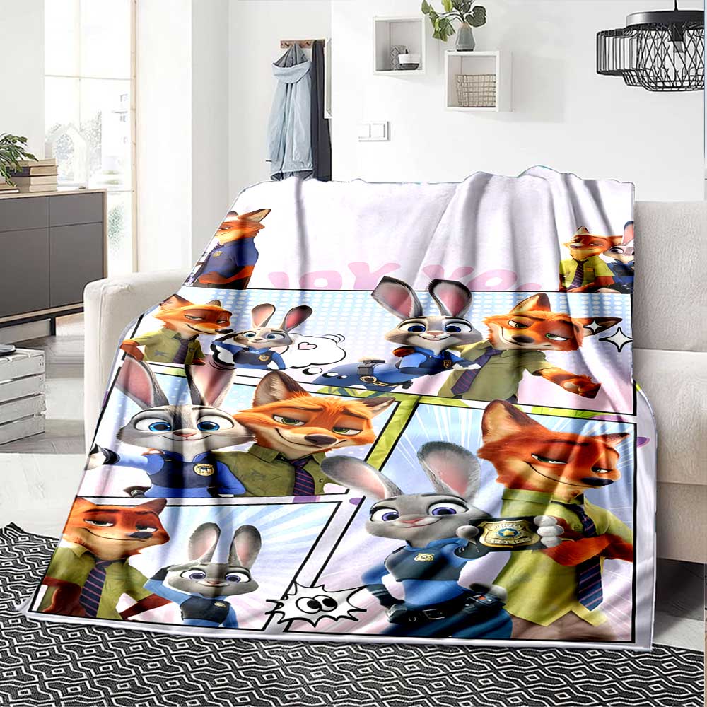 Zootopia Adventure Gift Blanket Warmthful Decor Versatile for Sofa Couch Office Bed Picnics for All Occasions Modern Style Ideal Gift Family Y25