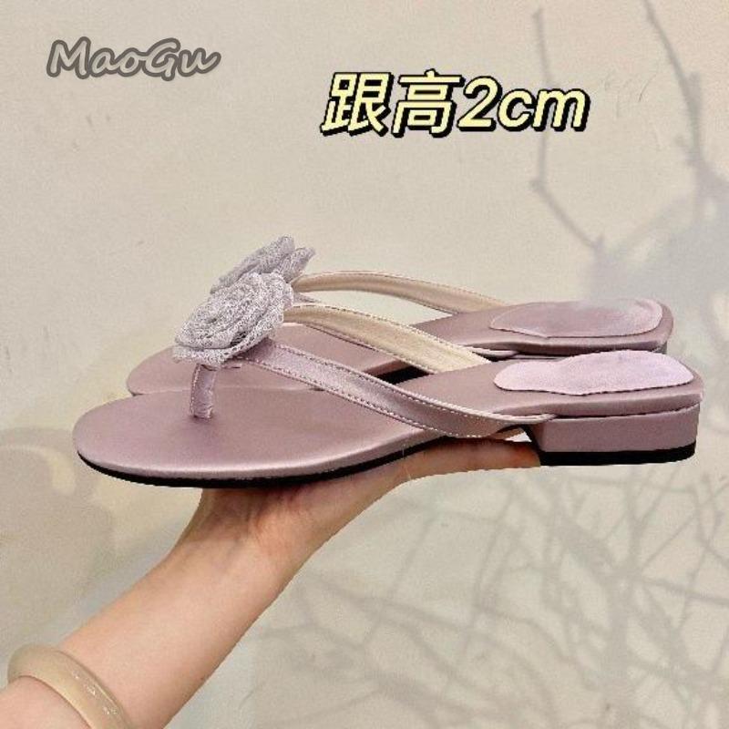 Flower Women Flats Slippers Clip Toe Flip Flops Ladies Casual Woman Shoes 2025 Summer Sandals Beach Slides Mujer Zapatos Size40