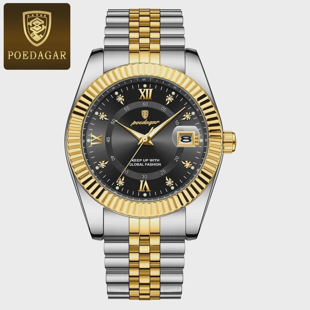 POEDAGAR Luxury Sport Wrist Watch For Man Waterproof Luminous Date Men Quartz Watch Stainless Steel Male Clock
