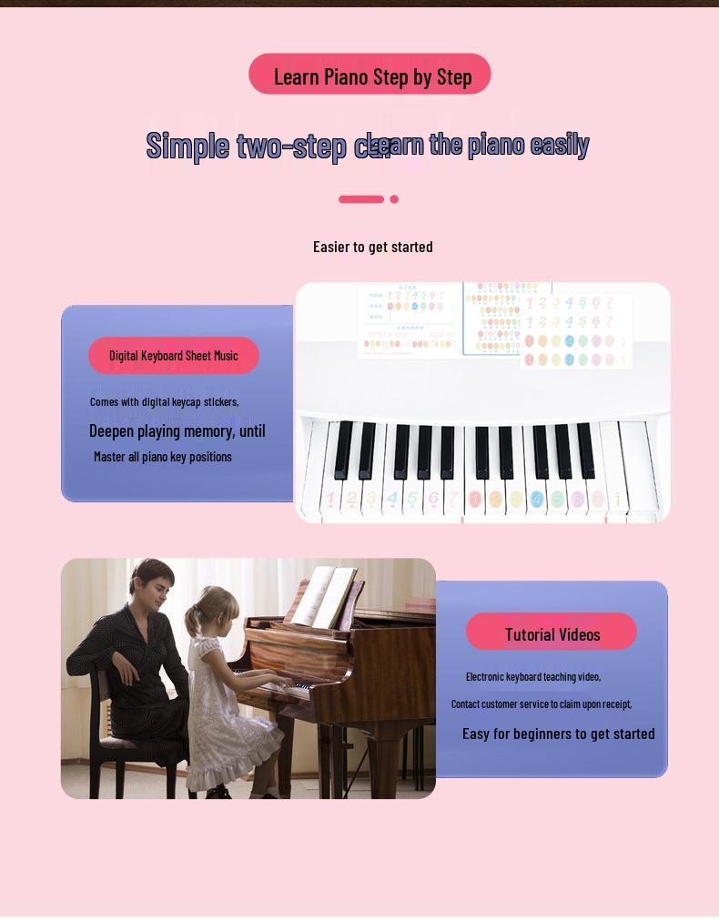 Portable 37-Key Weighted Hammer Electronic Keyboard for Beginners