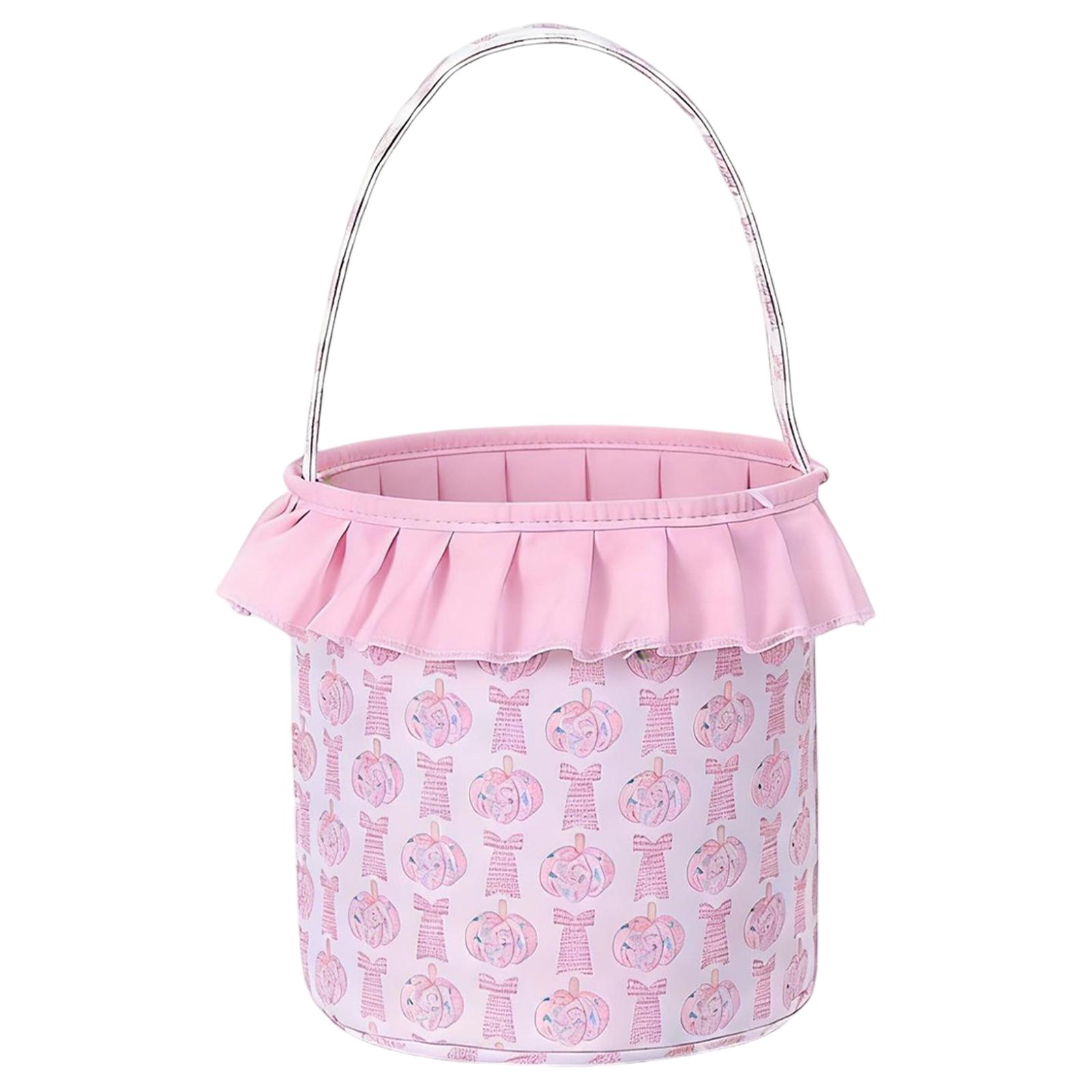 Easter Seersucker Basket With Painted Eggs, Halloween Decorations, Children s Candy Gift Basket
