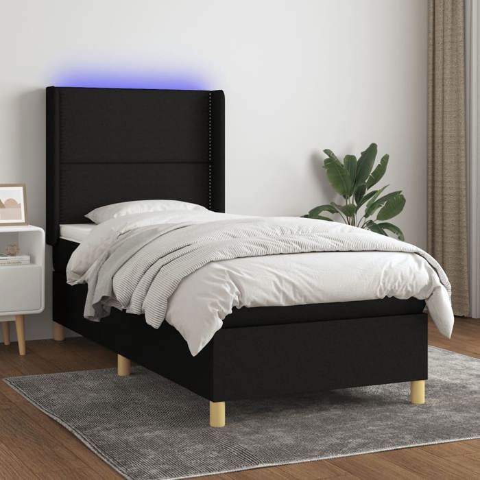 VidaXL Sommier à Lattes de Lit avec Matelas et LED, Lit Rembourré, Lit Simple, Lit Adulte de Chambre à Coucher Intérieur, 3138767