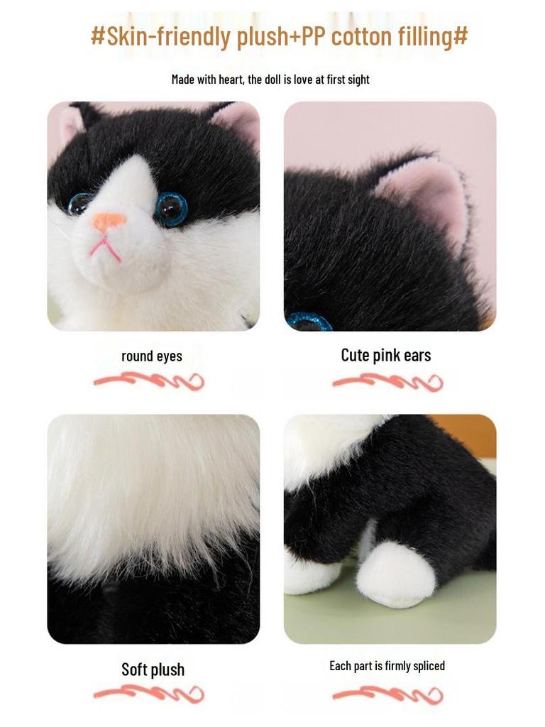 Ragdoll Tabby Cat Plush Toy - Sitting Kitten Comfort Doll
