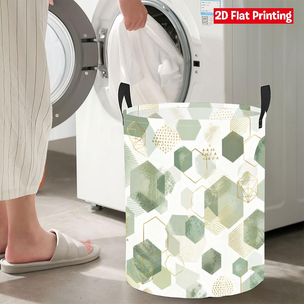 Collapsible Laundry Basket Large Round Waterproof Fabric Hamper Dirty Clothes Storage Bin Toy Organizer with Handles