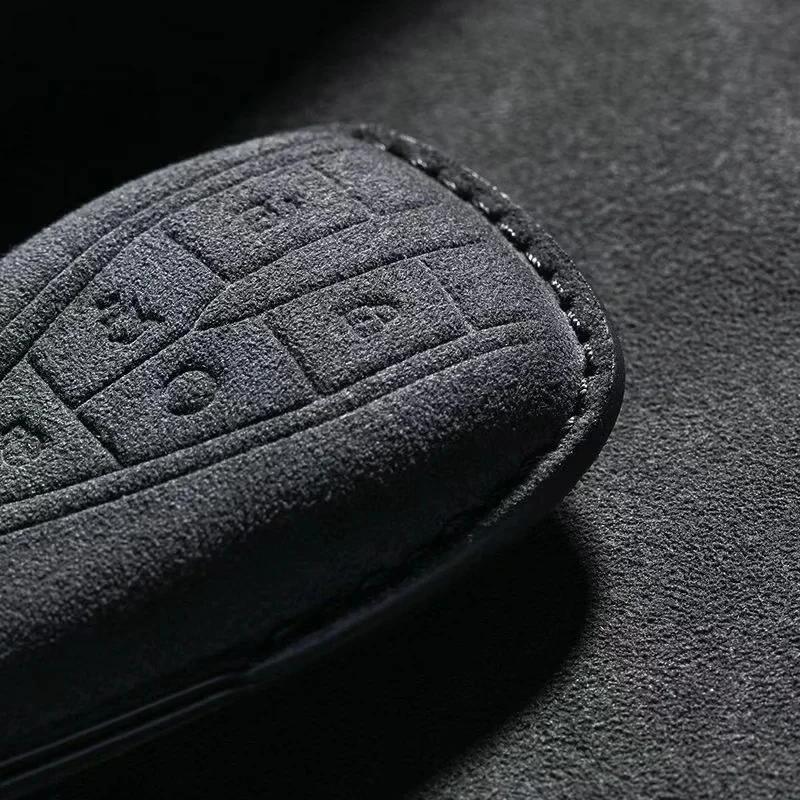 Leather Suede Car Key Case Fob For Changan Cs35 Plus Cs55 Plus Cs75 Plus   Keychain Suede Car Accessories