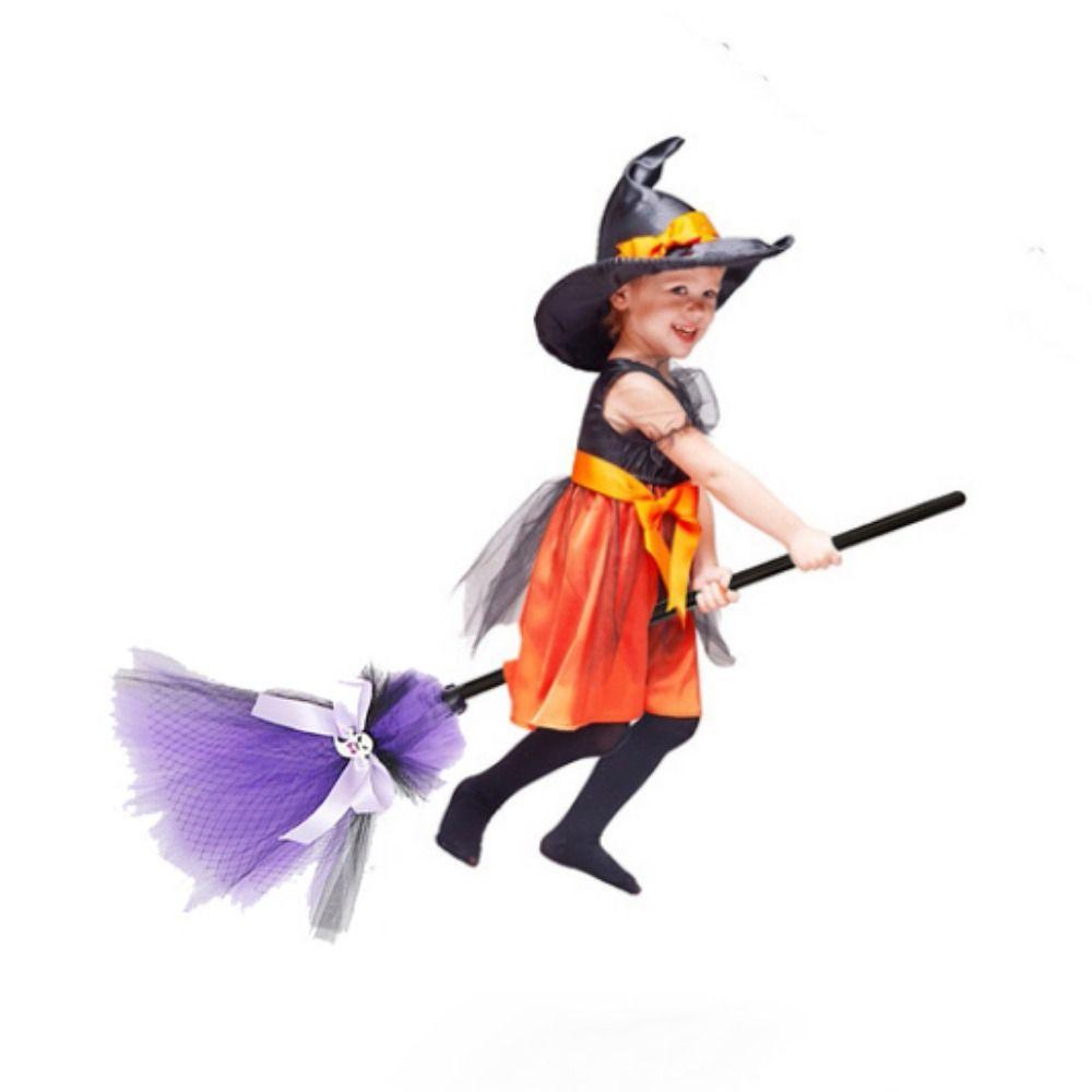 Plastic Halloween Witch Broom Dismountable Magic Witch Broom Witch Broomstick Cosplay Party