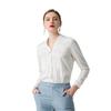 Elegant V-neck Long-Sleeve White Shirt for Women - Chic and Professional Style