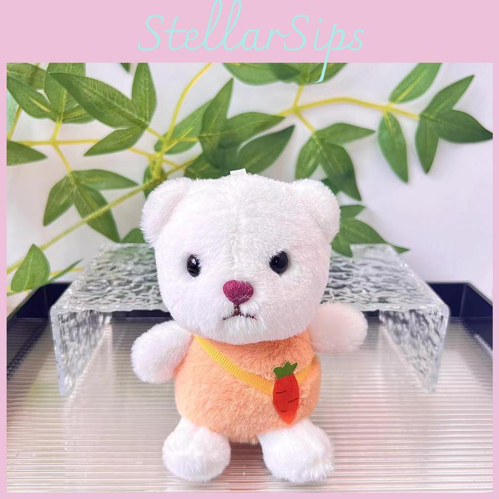 Cute Plush Teddy Bear Keychain With Colorful Avocado Carrot Grape Strawberry Design