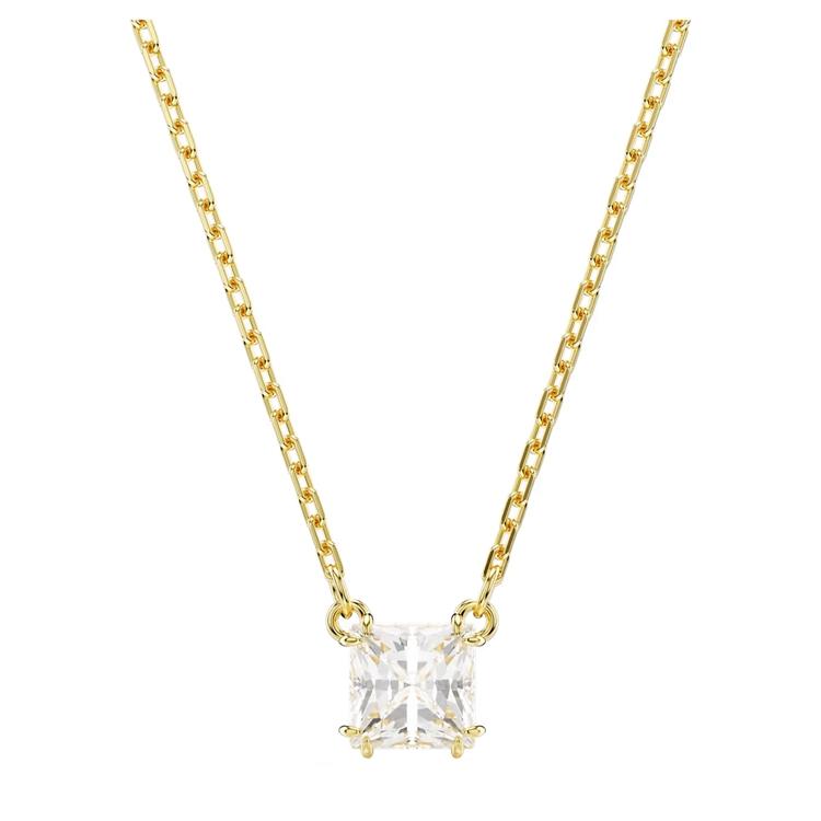 

Swarovski Stilla Attract Square Pendant Necklace With Cubic Zirconia Women necklace Gold 5693153 Box (Random Color)