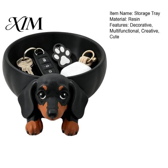 Schreibtisch-Schreibwaren-Aufbewahrung 3D-gedruckte Dackel-Schale, Harz-Hundeform-Schreibtisch-Organizer für Schlüssel, Schmuck, Organisation von kleinen Dekorationsgegenständen