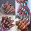 24pcs Detachable Press on Nails Comic Nails DIY French Long Square False Nails Pink Blue