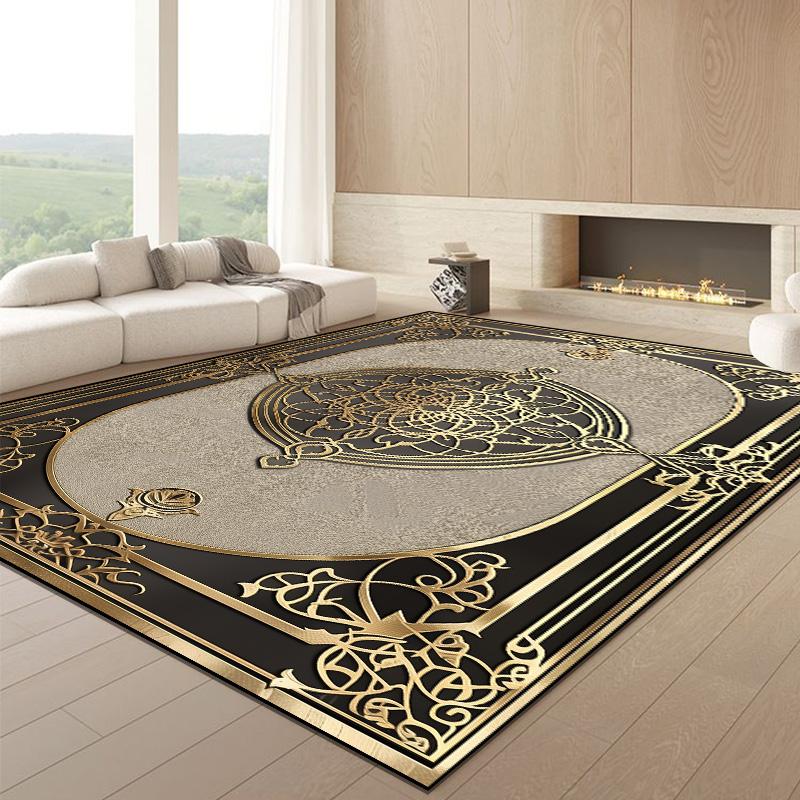 

Скандинавський Розкішний Золотий Великий Килим для Вітальні Домашній Декор Килим для Вілли Вітальня Килим на Замовлення Килим для Лобі Готелю Нековзні Килимки для Підлоги 80*120cm