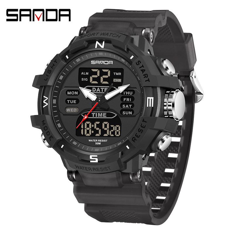 Sanda Electronic Waterproof Sports Watch with Alarm - Unisex