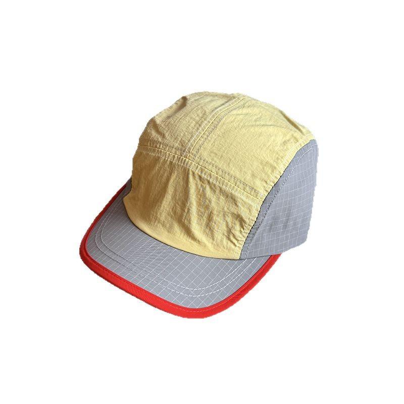 Outdoor color matching quick-drying five-leaf hat women's spring summer thin breathable sunscreen sunshade short brim yellow baseball hat