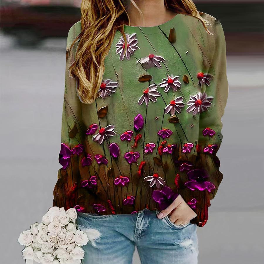 Топы для женщин с принтом масляной живописи и лаванды — фото 6